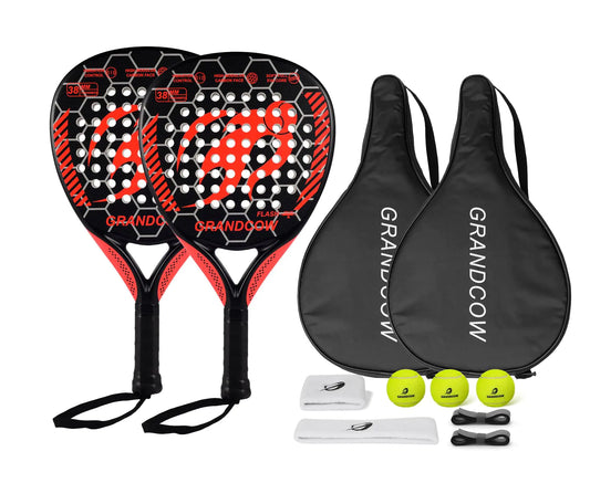 VeltroPadel Racket Carbon Fiber POP Tennis Racket Set Beginner Full Package with Cover 3 Balls Headband Wristband and Backup overgrip